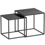HOMCOM Couchtisch-Set 2er-Set Beistelltische modernes Design Stahlgestell bis 10 kg Schwarz 120x59x45cm für Wohnzimmer   Aosom.de – Bild 1