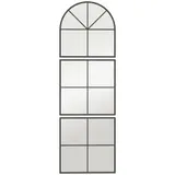 HOMCOM Wandspiegel dreiteilig, bogenförmiger Spiegel mit Metallrahmen, dekorative Hängespiegel, Fensterspiegel für Badezimmer Wohnzimmer Schwarz   Aosom – Bild 1