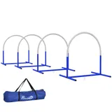 PawHut 4-er Agility-Set für Hunde, 88 x 64 x 95 cm, mit 4 Bögen, Tragetasche, tragbar, für ältere oder sehr junge Hunde, PE, ABS, Weiß  Aosom – Bild 1