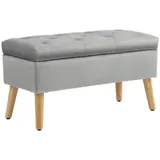 HOMCOM Sitzbank mit Stauraum, Polsterbank mit Deckel, Bettbank mit Samtoptik, für Flur Schlafzimmer Wohnzimmer, Gummiholz 102 x 35 x 43 cm Grau   Aosom – Bild 1