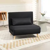 HOMCOM 2-in-1 Schlafsessel bis 350 kg, Schlafsofa mit Bettfunktion, verstellbare Rückenlehne, Zierkissen, Leinenoptik für Wohnzimmer & Gästezimmer   Aosom.de – Bild 3