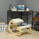 HOMCOM Kniestuhl Ergonomisch, Kniestuhl aus Holz, Bürostuhl für Homeoffice, Gesundheitsstuhl zur Verbesserung der Körperhaltung, Creme   Aosom – Bild 3