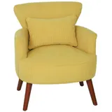 HOMCOM Sessel mit Rückenlehne, abgerundeten Armlehnen, Gepolstert Loungesessel mit Kordoptik, Holzbeine, für Schlafzimmer, Wohnzimmer, bis 120 kg, Gelb   Aosom – Bild 1