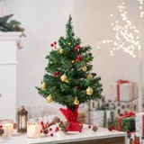 HOMCOM Weihnachtsbaum klein, Mini Christbaum mit Stechpalmenbeeren, Kugeln & LED-Lichtern, Tischdeko grün PVC ∅40 x 60 cm   Aosom.de – Bild 3