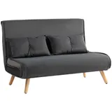 HOMCOM Schlafsofa 3 in 1 2 Sitzer Sofa mit Schlaffunktion, 190 x 120 cm Klappbar Couch Schlafcouch mit 5-stufig Verstellbarer Rückenlehne, Lendenkissen und Samtoptik für Wohnzimmer, Dunkelgrau   Aosom – Bild 1