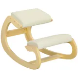 HOMCOM Kniestuhl Ergonomisch, Kniestuhl aus Holz, Bürostuhl für Homeoffice, Gesundheitsstuhl zur Verbesserung der Körperhaltung, Creme   Aosom – Bild 1
