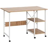 HOMCOM Klapptisch  Mobiler Schreibtisch auf Rollen, Beistelltisch, MDF, Natur, 107x55x76cm  Aosom – Bild 1
