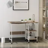 HOMCOM Klapptisch  Mobiler Schreibtisch auf Rollen, Beistelltisch, MDF, Natur, 107x55x76cm  Aosom – Bild 3