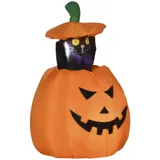 Outsunny Aufblasbarer Kürbisgeist 91-115 cm mit beweglicher Katze, wasserdicht mit LED Lichtern für Indoor & Outdoor Halloween Deko   Aosom.de – Bild 1