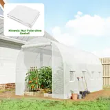 Outsunny Gewächshausfolie 4 x 2 m, wasserdicht Gartenfolie mit Reißverschlustür 8 Fenster, UV Schutz, Reißfest Folie aus Polyethylen, Abdeckplane Tunnelfolie für Treibhaus Folientunnel Weiß   Aosom – Bild 3