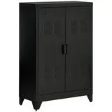 HOMCOM Aktenschrank Sideboard mit Lamellentüren, Lagerschrank mit Einlegeböden, Schwarz, 75 x 33 x 110 cm für Büro & Wohnraum   Aosom.de – Bild 1