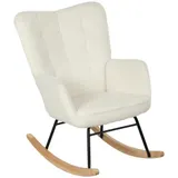 HOMCOM Schaukelstuhl, Schaukelsessel mit Berbervliesoptik, Armlehne, Gepolsterter Sessel mit Holzkufen, Relaxsessel für Wohnzimmer, Schlafzimmer, bis 120kg belastbar, Weiß   Aosom – Bild 1