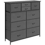 HOMCOM Kommode Aufbewahrungsschrank mit 10 faltbaren Stoffschubladen modernes Sideboard für Wohnzimmer Schlafzimmer aus Stahl schwarz   Aosom.de – Bild 1
