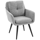 HOMCOM Sessel Loungesessel mit Leinenoptik, Relaxsessel mit Metallbeinen, Doppelschichtpolster Modern Polsterstuhl für Wohnzimmer, Schlafzimmer, Hellgrau   Aosom – Bild 1
