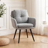 HOMCOM Sessel Loungesessel mit Leinenoptik, Relaxsessel mit Metallbeinen, Doppelschichtpolster Modern Polsterstuhl für Wohnzimmer, Schlafzimmer, Hellgrau   Aosom – Bild 3