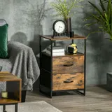HOMCOM Kommode, Aufbewahrungsschrank mit Faltbaren Stoff-Schubladen, Regal im Industrie-Stil, Beistellschrank für Wohnzimmer, Rustikal-Braun   Aosom – Bild 3