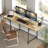 HOMCOM Schreibtisch Klappbar Computertisch Bürotisch mit Modern-Design, Metallgestell für Arbeitszimmer Schlafzimmer Home Office, 100/135/170 x 58 x 78 cm Eiche   Aosom – Bild 3