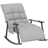 HOMCOM Schaukelstuhl Relaxsessel mit Fußstütze, verstellbare Rückenlehne bis 120kg, Mikrofaser Grau, mit Seitentasche für zusätzlichen Komfort   Aosom.de – Bild 1