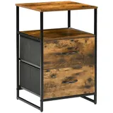HOMCOM Kommode, Aufbewahrungsschrank mit Faltbaren Stoff-Schubladen, Regal im Industrie-Stil, Beistellschrank für Wohnzimmer, Rustikal-Braun   Aosom – Bild 1