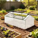 Outsunny Gewächshaus mit Fernster PE-Gitterfolie, winterfest Foliengewächshaus, Treibhaus für Balkon, Garten, Tomatenhaus 180 x 90 x 70cm, Tomatengewächshaus für Tomaten, Gemüse, Pflanzen, Weiß   Aosom – Bild 3