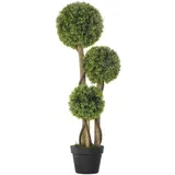 HOMCOM Künstliche Pflanze, 90 cm， Kunstpflanze, Buchsbaum im Blumentopf, Kunstbaum mit UV-Schutz, Zimmerpflanze für Wohnzimmer, Hellgrün  Aosom – Bild 1