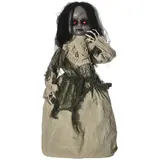 Outsunny Halloween Dekoration 83cm bewegliche Geisterpuppe mit Spezialeffekten und Soundfunktion, rote Augen und motorisierte Räder   Aosom.de – Bild 1