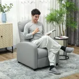 HOMCOM Relaxsessel Fernsehsessel mit Liegefunktion, Leinenoptik, Gepolstert TV-Sessel mit Fußstütze, für Wohnzimmer, Schlafzimmer, Hellgrau   Aosom – Bild 3