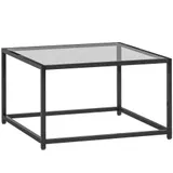 HOMCOM Beistelltisch Quadratisch Nachttisch mit Hartglas-Tischplatte, Couchtisch mit Beinen aus Stahl, Wohnzimmertisch Sofatisch Kaffeetisch für Wohnzimmer Schlafzimmer 68 x 68 x 39 cm Schwarz   Aosom – Bild 1