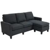 HOMCOM Ecksofa Stoffsofa Eckcouch Couchgarnitur wendbare Chaiselongue L-Form Dunkelgrau 197x139x91cm   Aosom – Bild 1