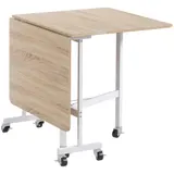 HOMCOM Esstisch für 4-6 Personen, klappbar mit Rollen, Stahlrahmen, belastbar bis 50 kg, Küchentisch in Eiche für Küche und Esszimmer   Aosom.de – Bild 1