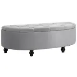 HOMCOM Sitzbank Stauraum Sitzhocker Aufbewahrungsbox Fußbank Velvet-Touch Gummiholz Grau Schlafzimmer   Aosom – Bild 1