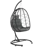 Outsunny Hängesessel Rattan Hängestuhl 195 cm hoch mit Gestell Kissen und wasserdichter Abdeckung für Garten und Indoor bis 150 kg   Aosom.de – Bild 1
