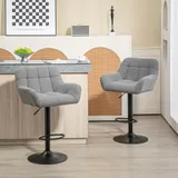 HOMCOM 2er-Set Barhocker Barstuhl Höhenverstellbar Küchenstühle 360° Drehstuhl Bistrohocker mit Fleece-Optik, Lehne und Fußstütze für Bartheke Küche Esszimmer Grau 57,5 x 52,5 x 93-114 cm   Aosom – Bild 3