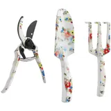 Outsunny Gartenwerkzeug Set 3 Stück Garten Werkzeug aus Metall Gartengeräte mit Blumenkelle Handrechen Gartenschere Gartenarbeit Set Gartengeschenke für Frauen und Männer Mehrfarbig   Aosom – Bild 1