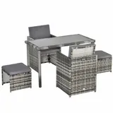 Outsunny Polyrattan Sitzgruppe für 4 Personen, Essgruppe Gartenset mit Kissen, Grau, wetterfest & stilvoll für Garten & Terrasse   Aosom.de – Bild 1
