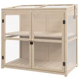 Outsunny Frühbeet aus Holz  2-stufiges Gewächshaus mit Doppeltür & Dachfenster, Winddicht, Natur, 103x61x103cm  Aosom – Bild 1