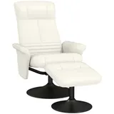 HOMCOM Relaxsessel mit Hocker Drehbarer Fernsehsessel mit Liegefunktion, TV-Sessel bis 150 kg belastbar, Liegesessel für Wohnzimmer, Schlafzimmer, Mikrofasertuch, Cremeweiß   Aosom – Bild 1