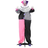 HOMCOM Halloween Dekoration 173 cm Grusel-Clown mit LED-Lichter, Soundfunktion, Haustür Deko mit verstellbare Arme, Kopf, Garten Dekofigur für Party, Bunt   Aosom – Bild 1
