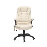 HOMCOM Massagesessel Bürostuhl Chefsessel mit 6-Punkt Vibrationsmassage und Wärmefunktion, drehbar aus Kunstleder in Beige   Aosom.de – Bild 1