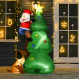 HOMCOM Aufblasbarer Weihnachtsbaum mit Weihnachtsmann & Hund 180 cm LED Weihnachtsdeko selbstaufblasend aus Polyester in Grün 123x85x180 cm   Aosom.de – Bild 3