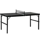 SPORTNOW Mini Tischtennisplatte klappbar Tennistisch Freizeittisch mit Netz & Griff, Indoor Spielset für Zuhause, Aluminium Schwarz   Aosom.de – Bild 1