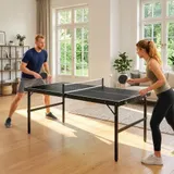 SPORTNOW Mini Tischtennisplatte klappbar Tennistisch Freizeittisch mit Netz & Griff, Indoor Spielset für Zuhause, Aluminium Schwarz   Aosom.de – Bild 3