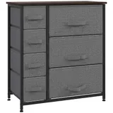 HOMCOM Schubladenschrank Aufbewahrungsschrank mit 7 faltbaren Stoffschubladen, Metallgestell in Holzoptik, grau, 63,5x30x71cm   Aosom.de – Bild 1