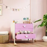 AIYAPLAY Spielzeugschrank für Kinder, Aufbewahrungsschrank mit 3 Schubladen, Kommode Spielzeug-Organizer Kinderregal für Kinderzimmer, Wohnzimmer, 60 x 40 x 60 cm Rosa+Weiß   Aosom – Bild 3