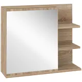 kleankin Spiegelschrank Badschrank Hängeschrank Badmöbel Wandschrank Mehrzweckschrank mit offener Fächern Spanplatte Glas Natur 60 x 18 x 50 cm   Aosom – Bild 1