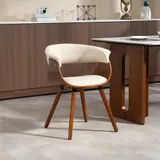 HOMCOM Esszimmerstuhl Küchenstuhl mit Rückenlehne, Leinenoptik, Sessel Polsterstuhl mit Holzbeine für Esstisch, Beige   Aosom – Bild 3