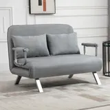 HOMCOM Schlafsofa Zweisitzer  Bettfunktion & Kissen, Verstellbares Sofa, bis 150kg, Hellgrau  Aosom – Bild 3
