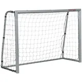 HOMCOM Fußballtor mit PE-Netzgewebe, Fußball-Tor für Kinder und Erwachsene, 240 x 85 x 160 cm, Stahl, PE, für Garten, Fußballtraining, Grau   Aosom – Bild 1