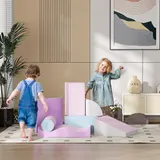 HOMCOM Softbausteine 7er-Set Schaumstoff Bausteine Riesenbausteine Bauklötze für Kinder 1-3 Jahre Kunstleder EPE Bauspielzeug   Aosom.de – Bild 3