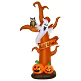 HOMCOM Aufblasbarer Halloween Baum Kürbis Deko Figur mit LED Beleuchtung 156 x 107 x 274 cm, Luftfigur aus Polyester für gruselige Dekoration   Aosom.de – Bild 1